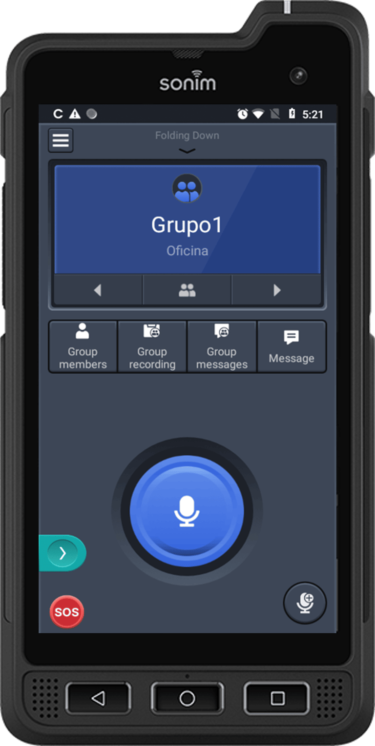 Handheld MCPTT SONIM XP8 displaying the OSNET system on screen