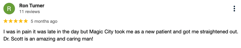 five star review from a patient #4