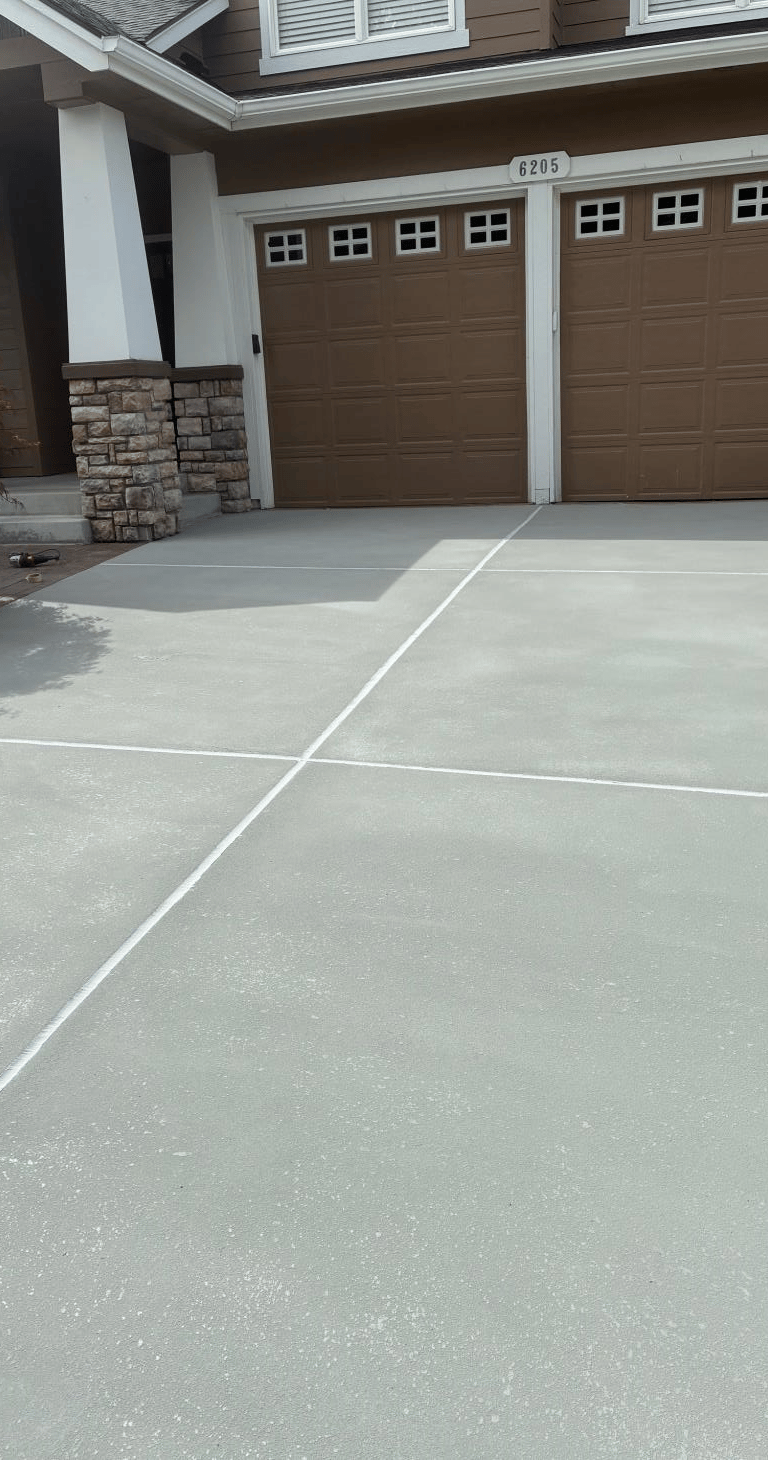 Concrete coating with joints filled on white 