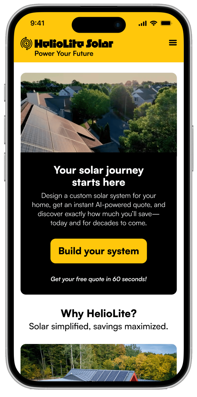 HelioLite Solar Web Application - Mobile View Figma Prototype