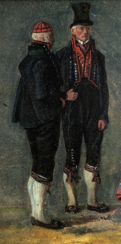 A painting of two men in traditional costume