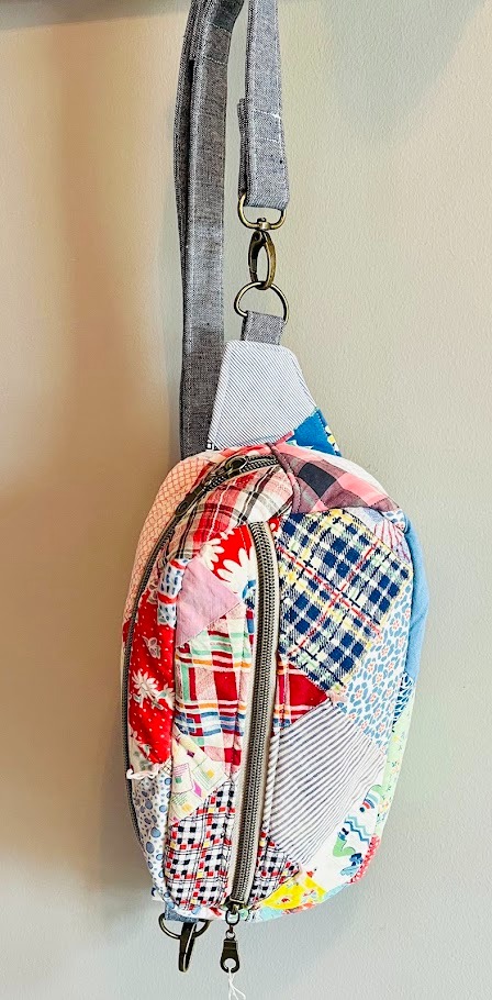 vintage quilt transformed into emerson belt bag