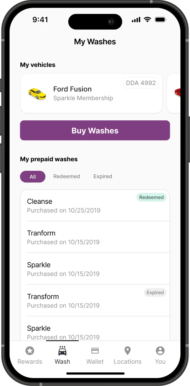 a phone showing the purchase of a car washer