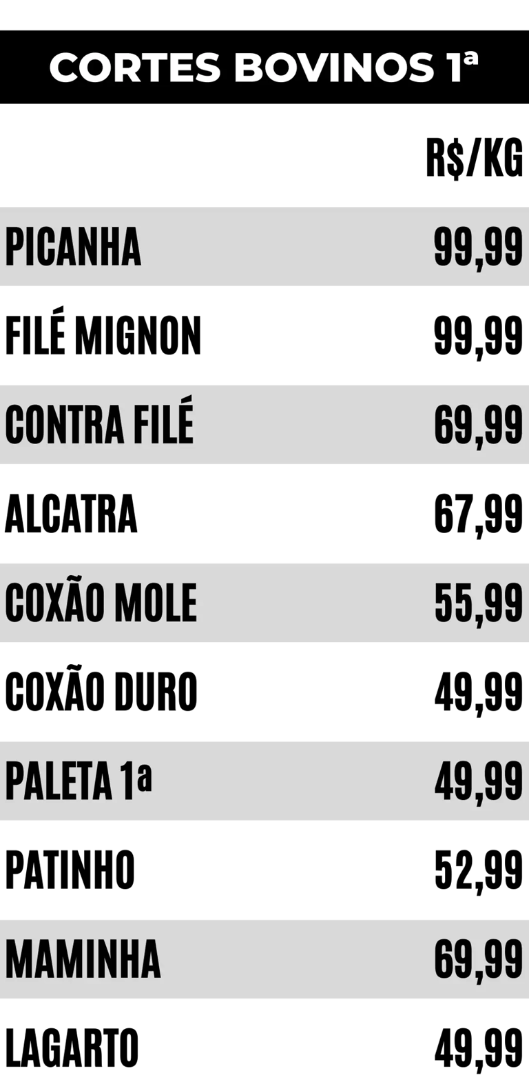 Cortes Bovinos de Primeira