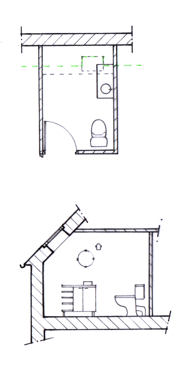 Maison H - Plans salle d'eau sous combles existant