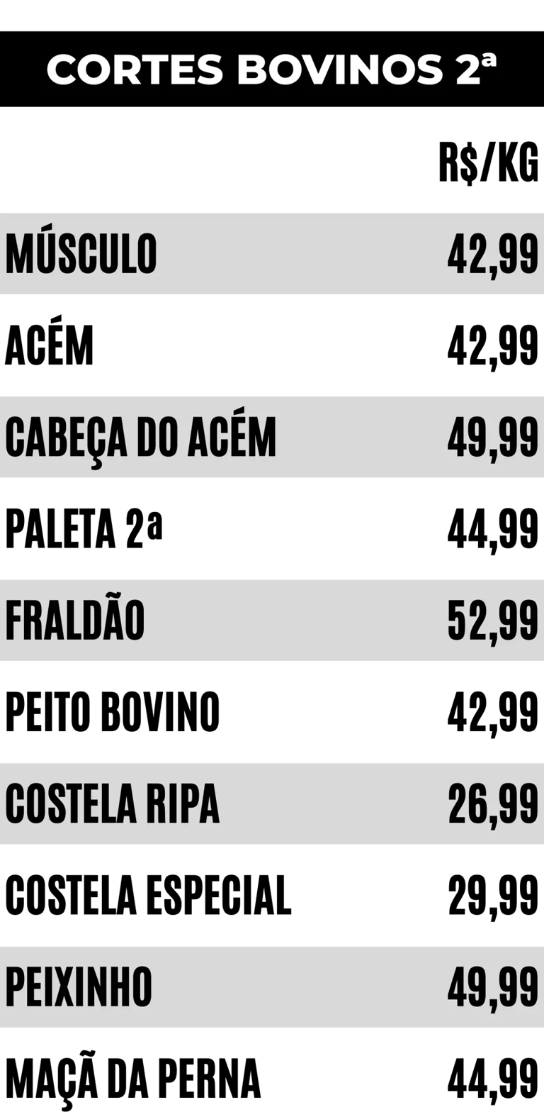 Cortes Bovinos de Segunda