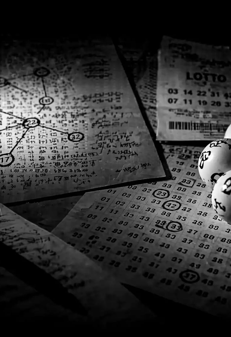 Black and white image of lottery balls on a ticket representing lottery systems and gaming operation