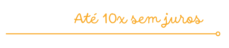 A imagem mostra o texto "Até 10x sem juros", em letras na cor laranja