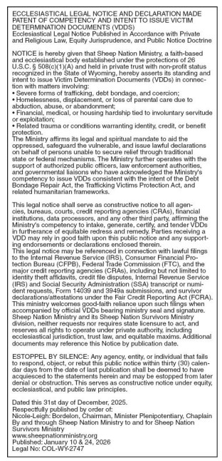 Notice and Intent to Issue VDDs