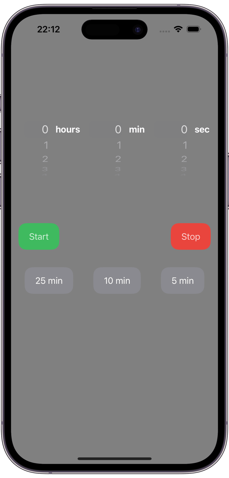 IPomodoro timer home view portrait