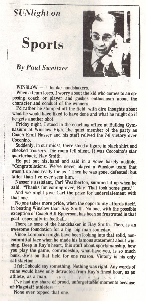 Paul Sweitzer writes about Ray Smith in 1974