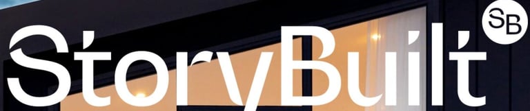 a sign that says story built on the outside of a building