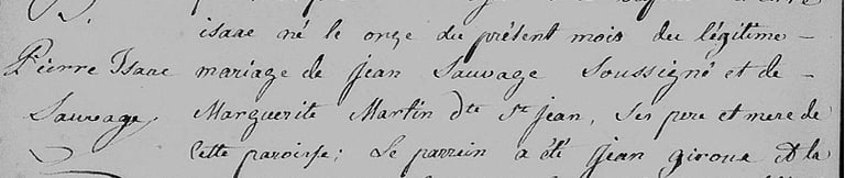 Birth of Pierre Isaac Sauvage