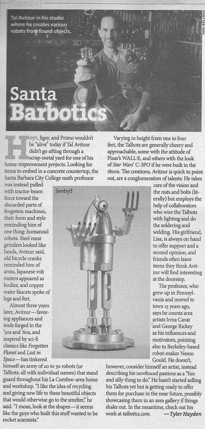 Tal Avitzur featured in the Santa Barbara Independent, December 2011.