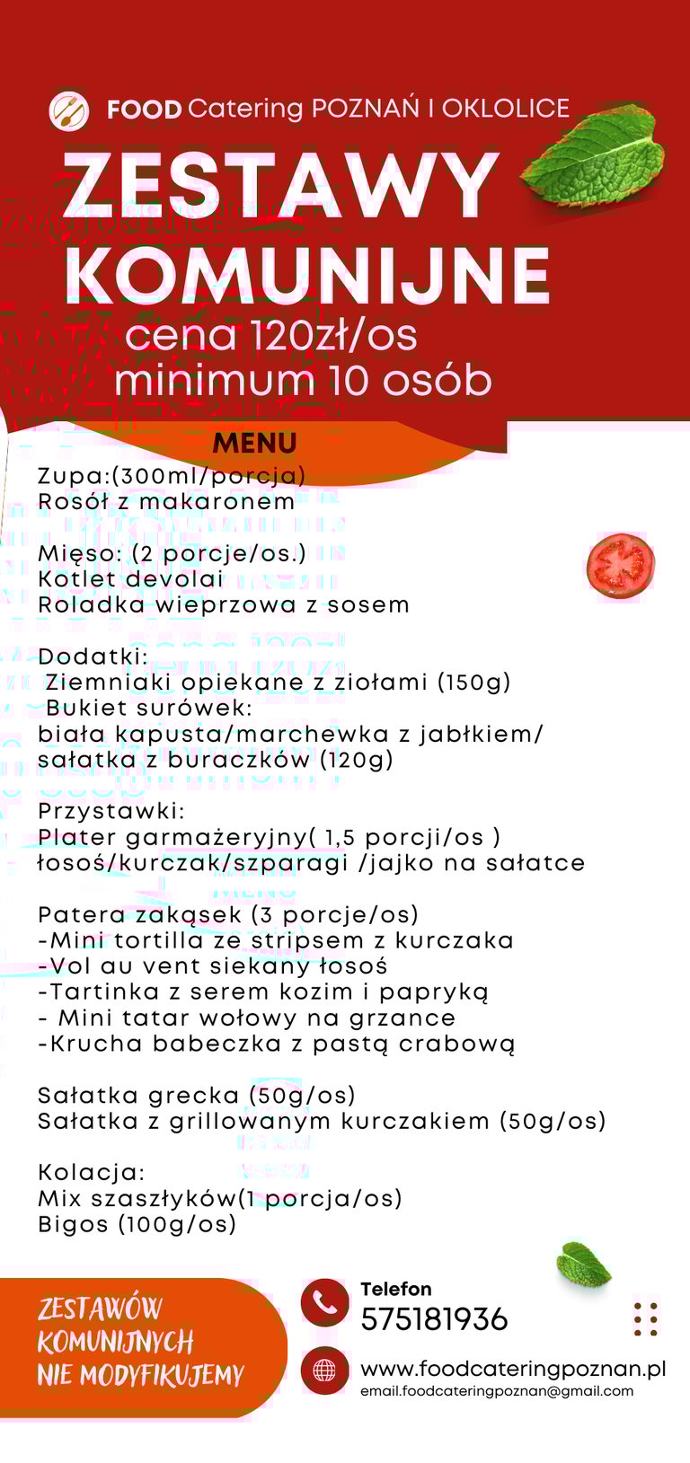 Zestaw cateringowy na komunię