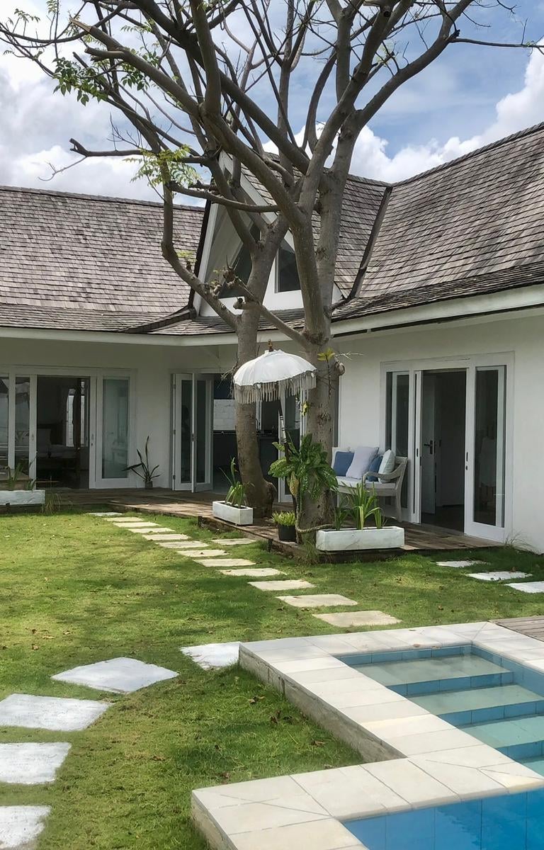 Aerial view of location Villa Ananda in Kerobokan Kelod, Bali entrance