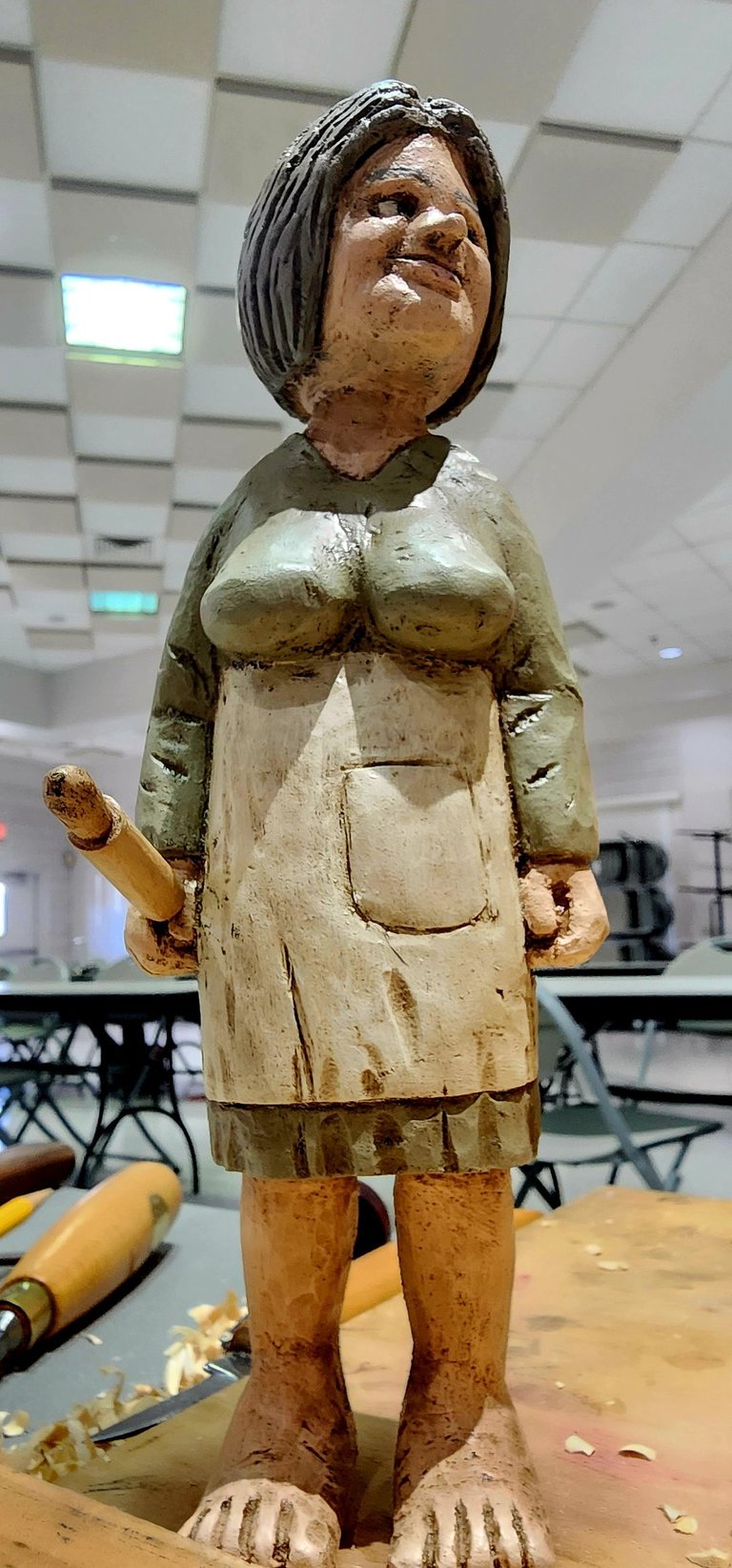 Hillbilly Cleaning  Lady carved by Ron Gonyea 