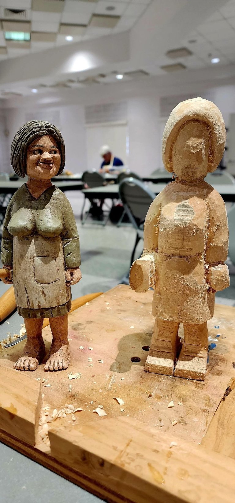 Hillbilly Cleaning  Lady Carved by Ron Gonyea 