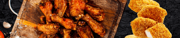 Catégorie des produits surgelés : nuggets, ailes de poulet et autres.