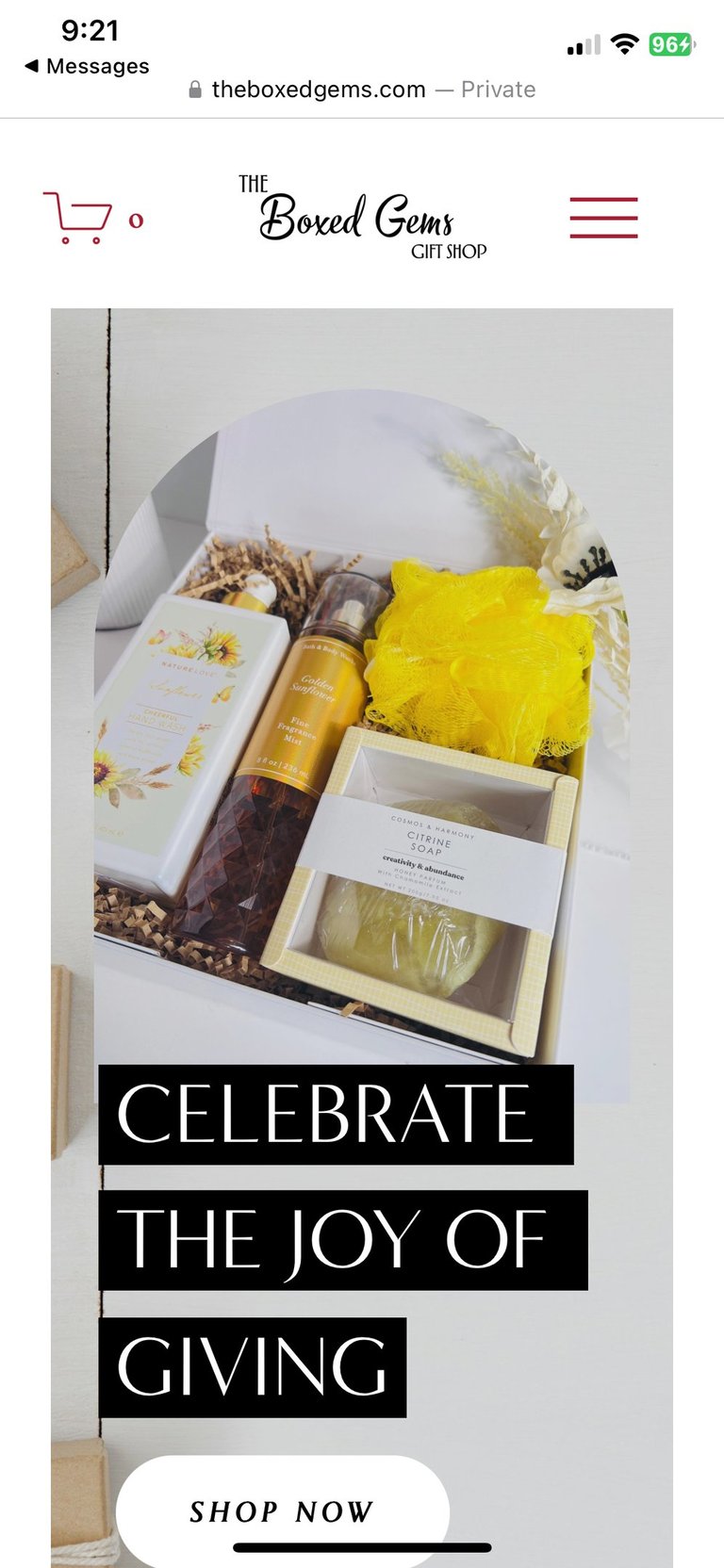 Gift box with yellow accented body care items