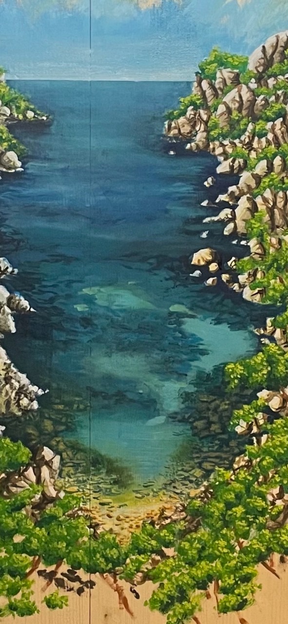 une peinture des calanques de Marseille