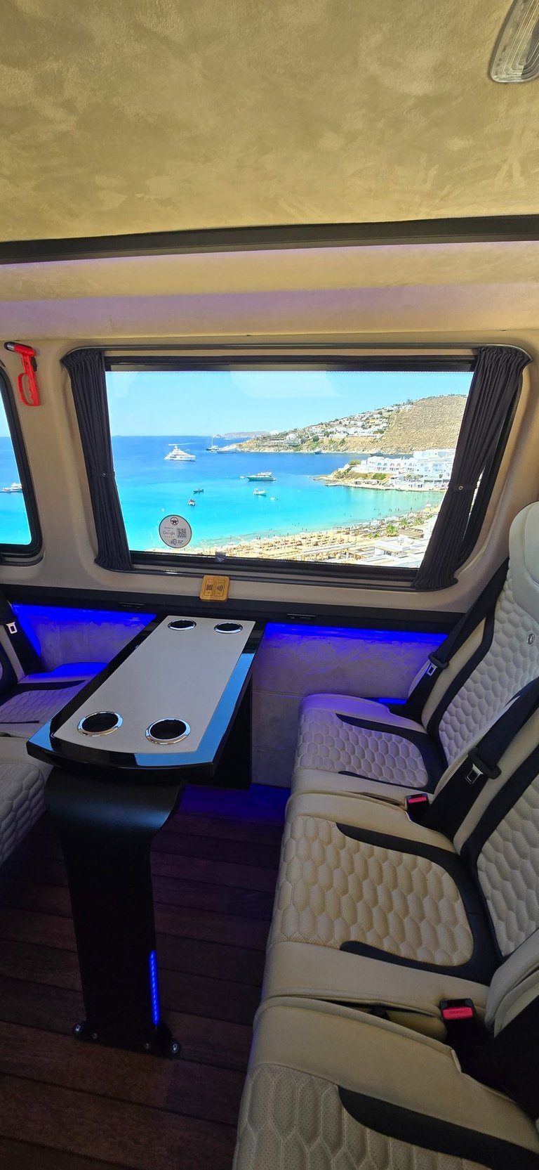 mykonos transfer sprinter minibus island tours chauffeur Nammos Psarou