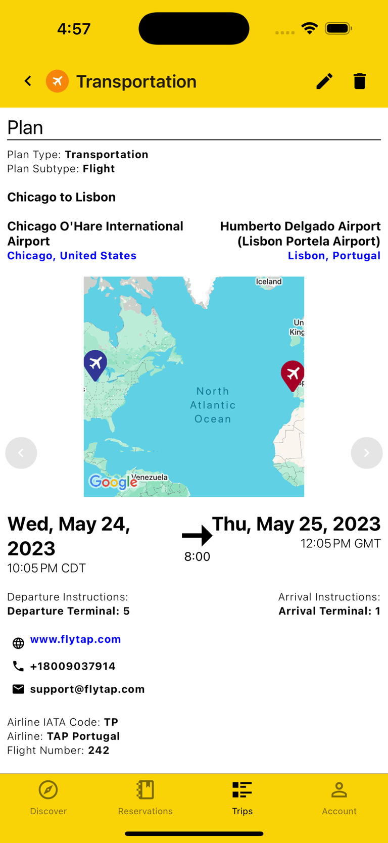 plan view of a flight