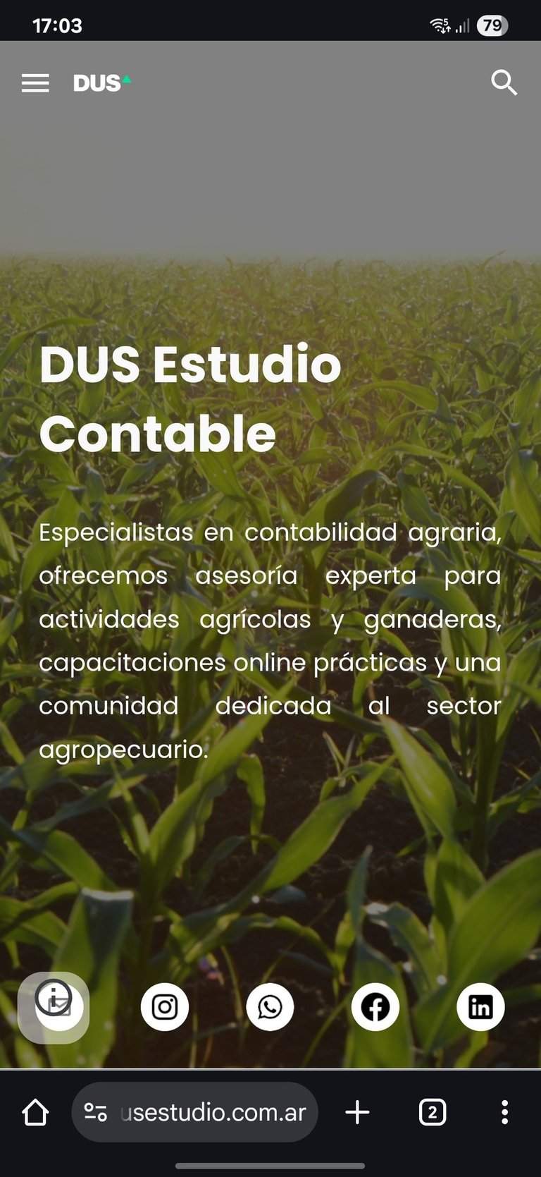sitio web hecho por hongui, es de un estudio contable llamado DUS