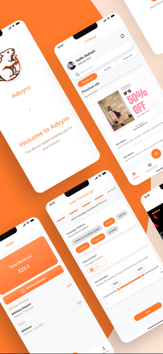 Advyro Advertising App on Orange background