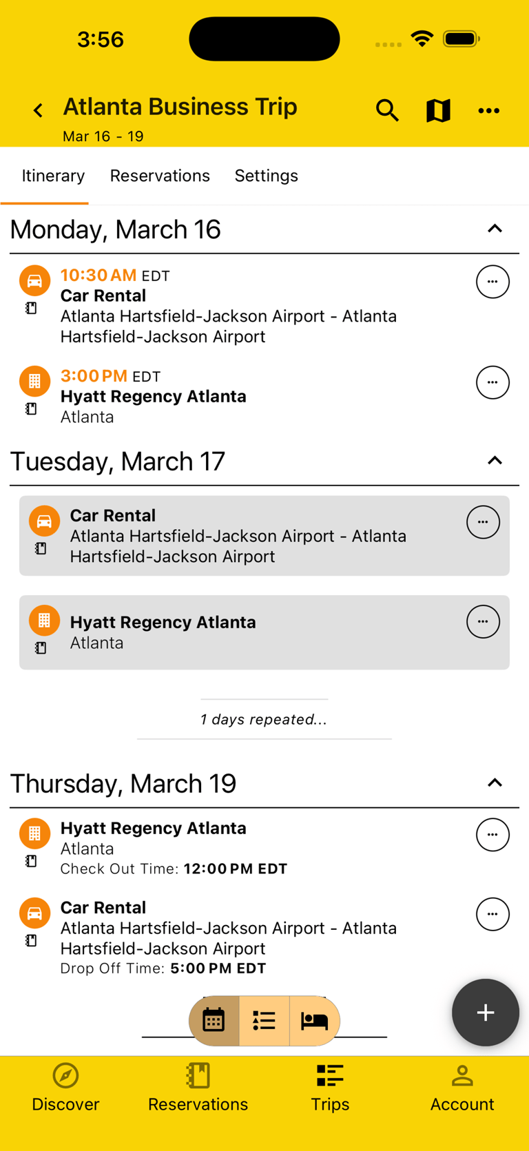 days consolidated on itinerary