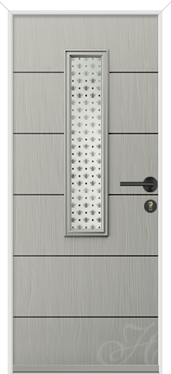 Agate Grey Mero Door with Bumble Bee Glass and Black Hardware