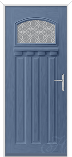 pigeon blue composite door with floral noir glass