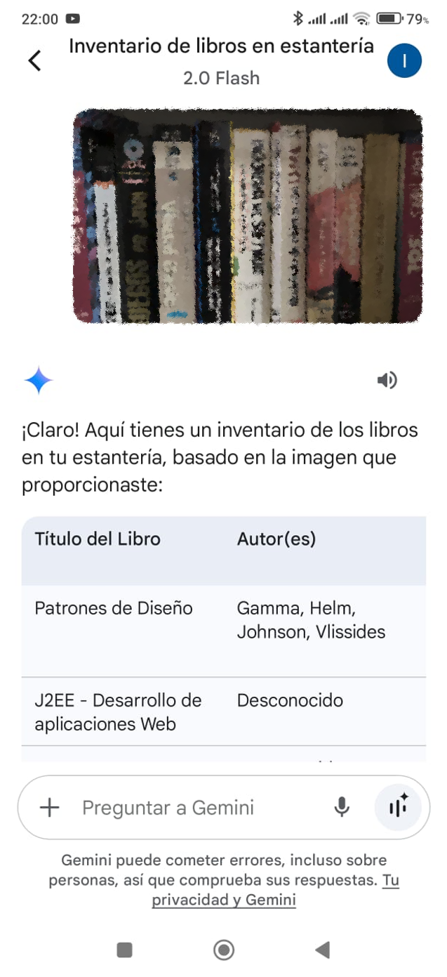 Captura del chat con la app Gemini en mi móvil.