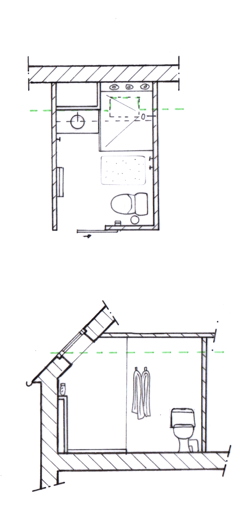 Maison H. Plans salle d'eau sous combles projet