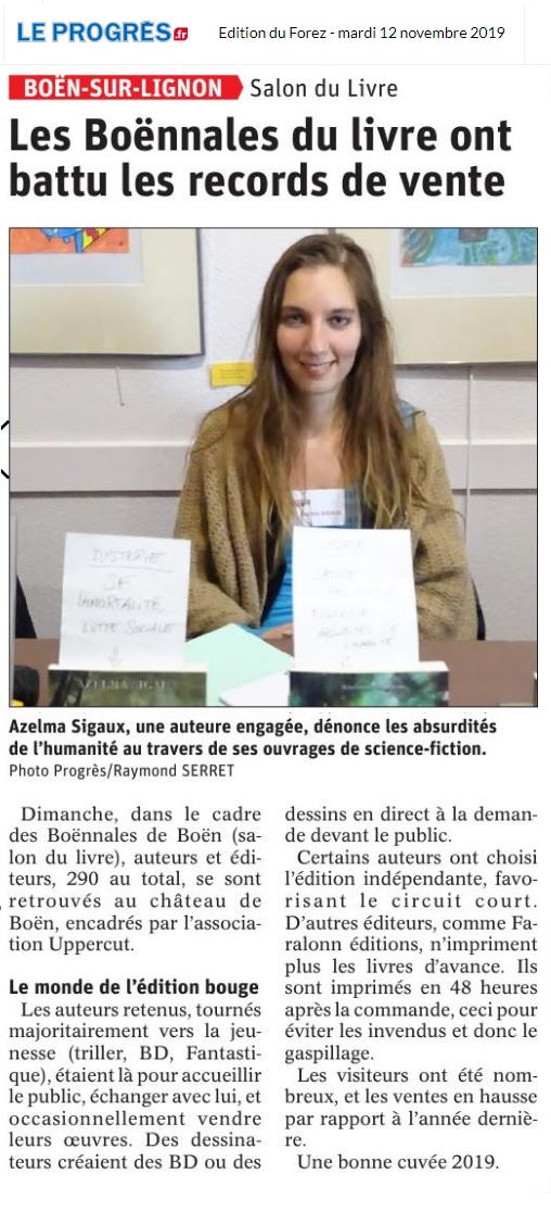 article la tribune le progrès loire boennales du livre autrice azelma sigaux