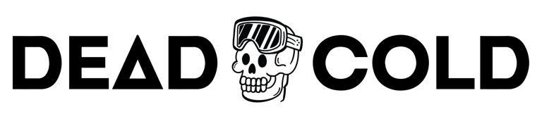 Dead Cold ski and snowboard brand logo featuring a skeleton wearing ski goggles