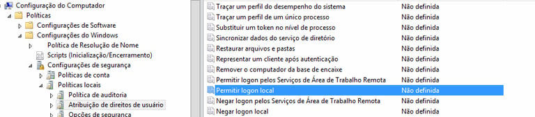 Diretivas de atribuição de direitos de usuário no domínio, Bloqueio de Logon Local