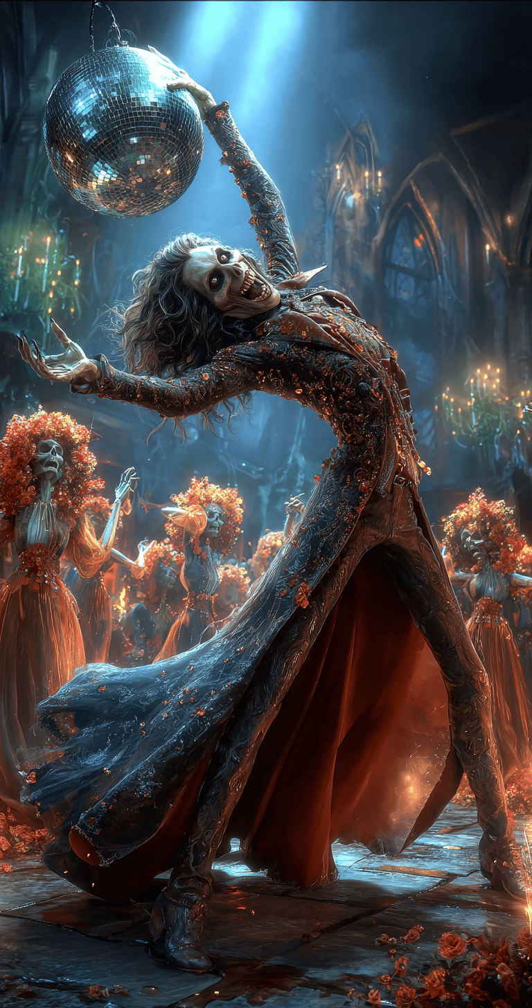 dancing vampire on a haunted dance floor