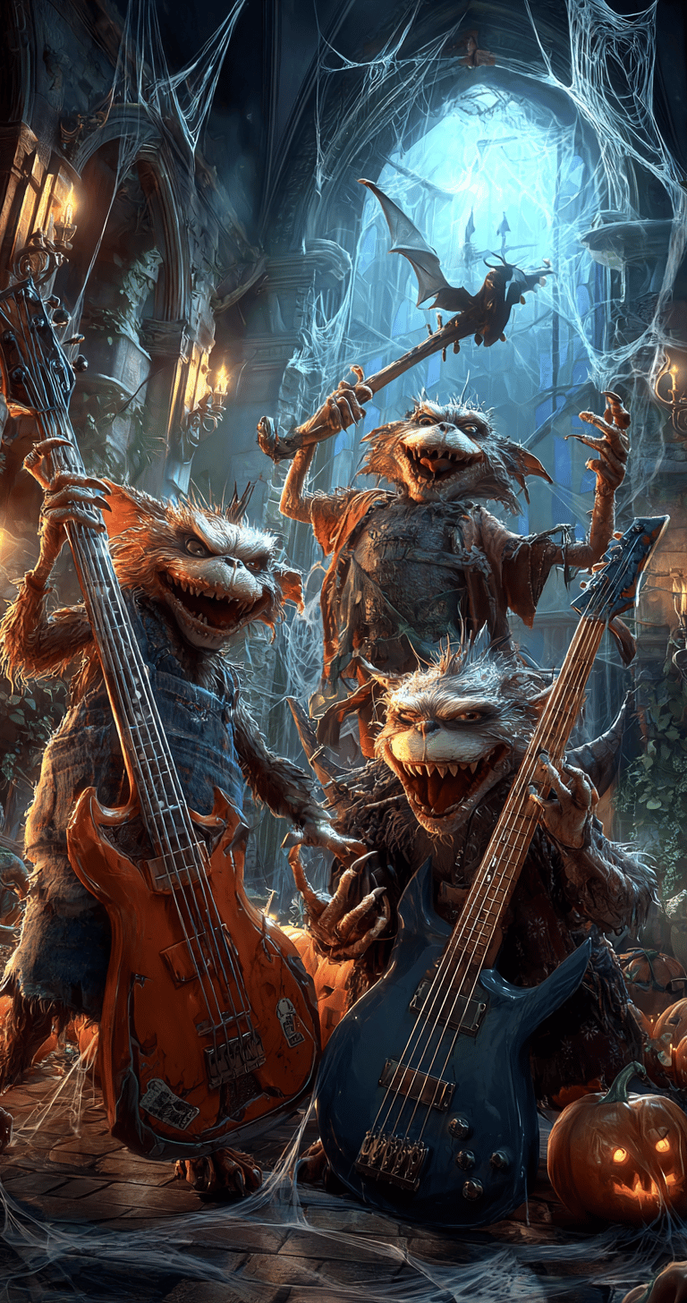 ghouls playing dance music on halloween night