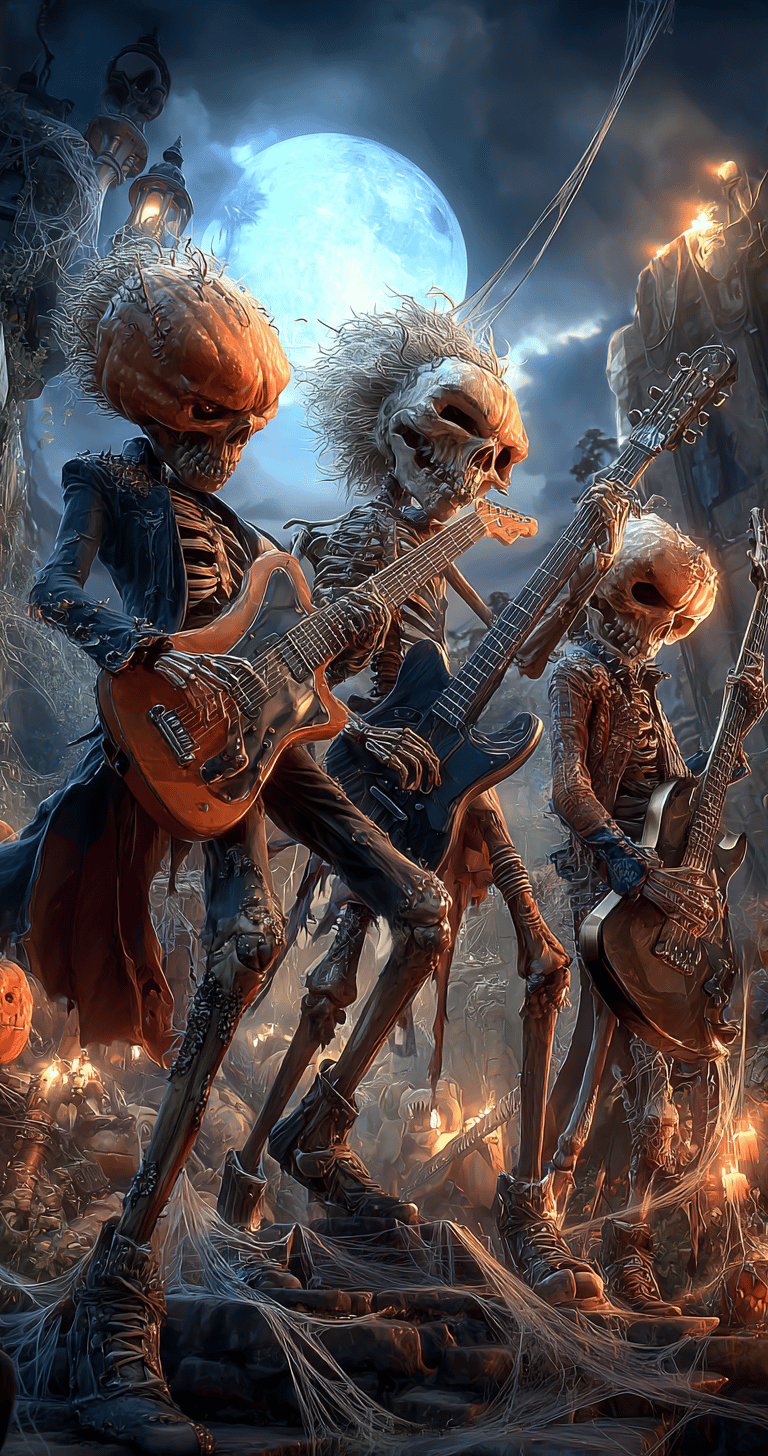 ghoul rock band playing on guitar