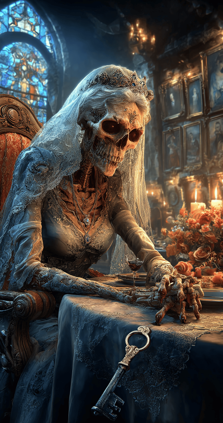Skeletal bride left alone to cry on halloween night