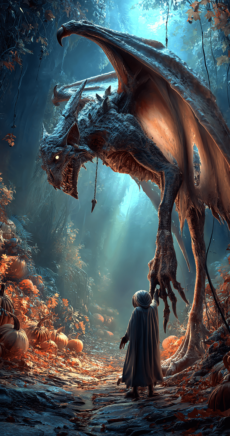 Vampire in a pumpkin forrest 