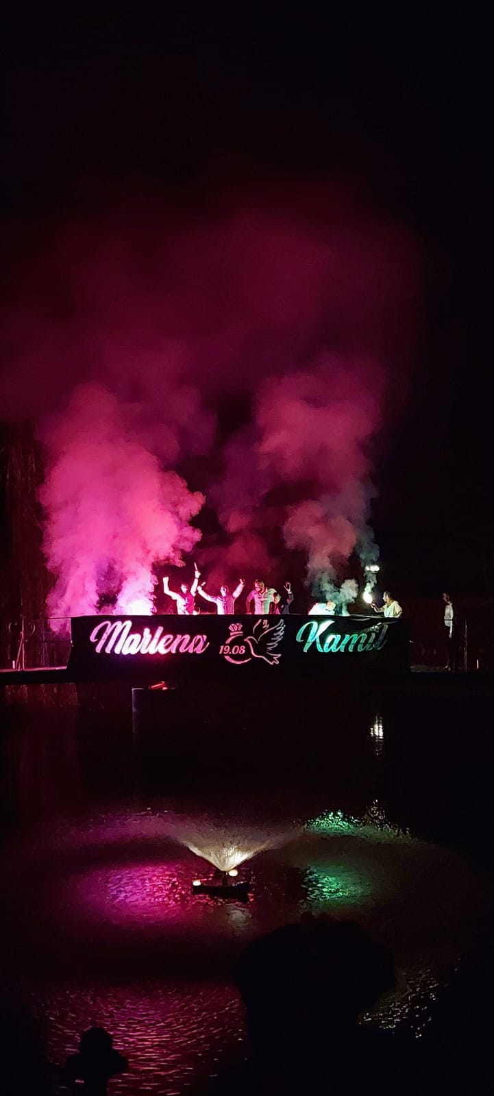 imiona nowożeńców atrakcja weselna pirotechnika ślub baner