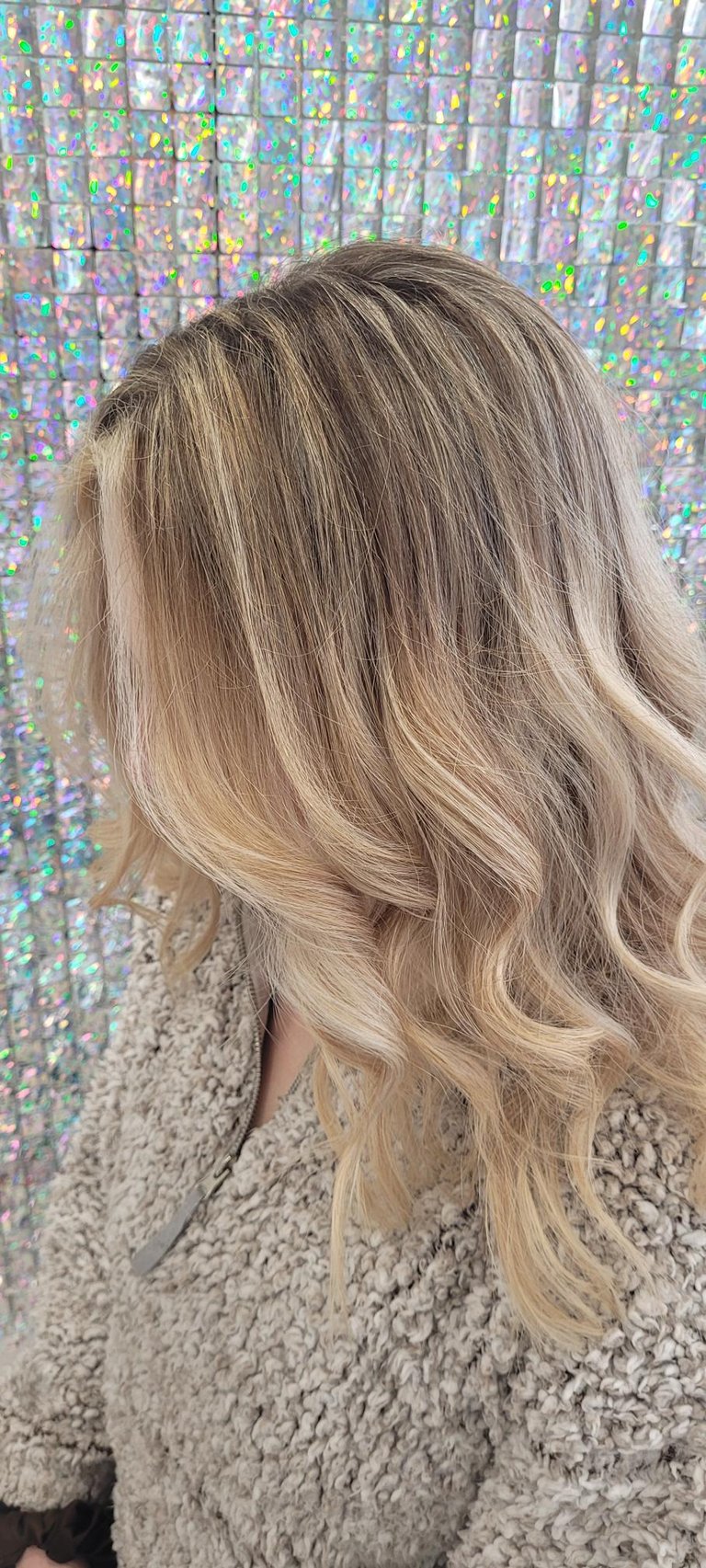 Blonde balayage with waves