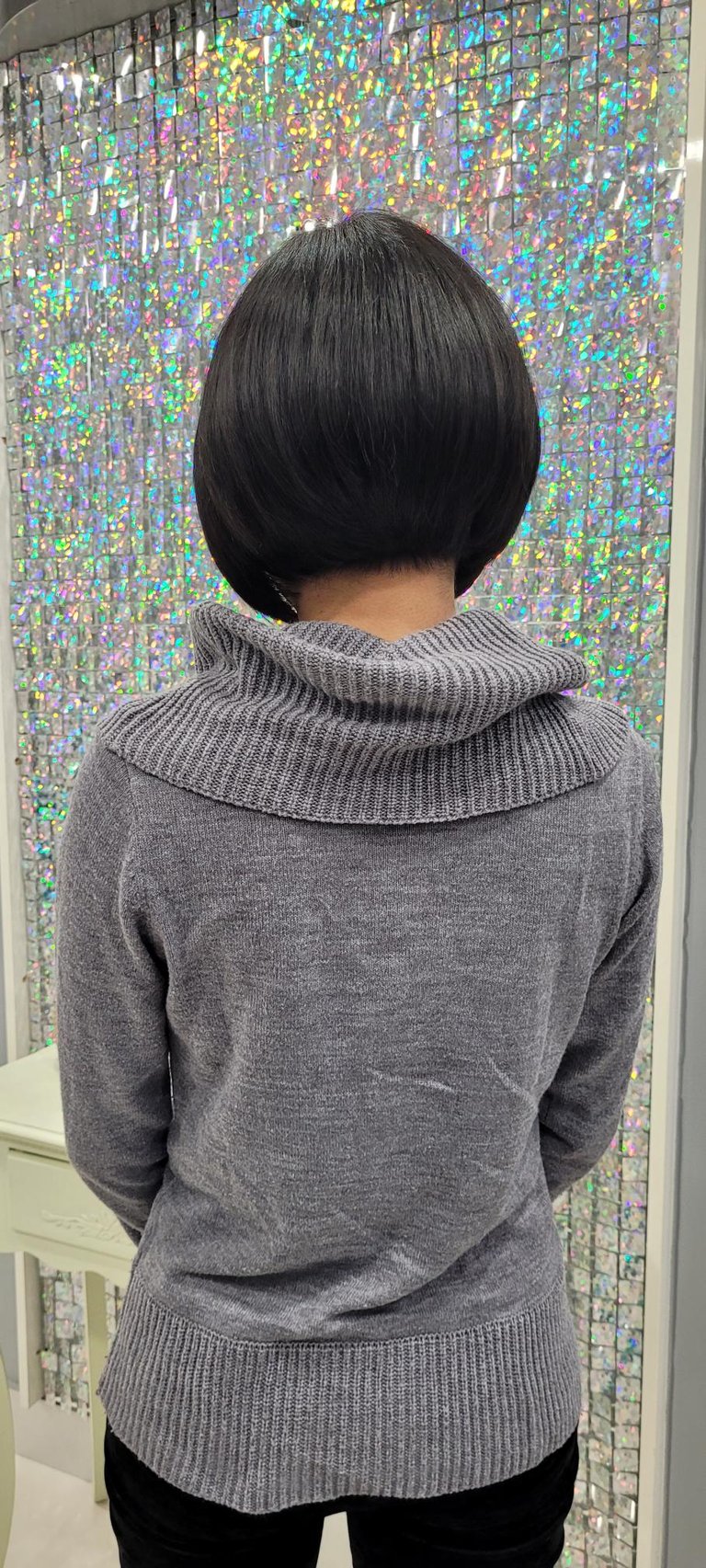 Short sleek black bob