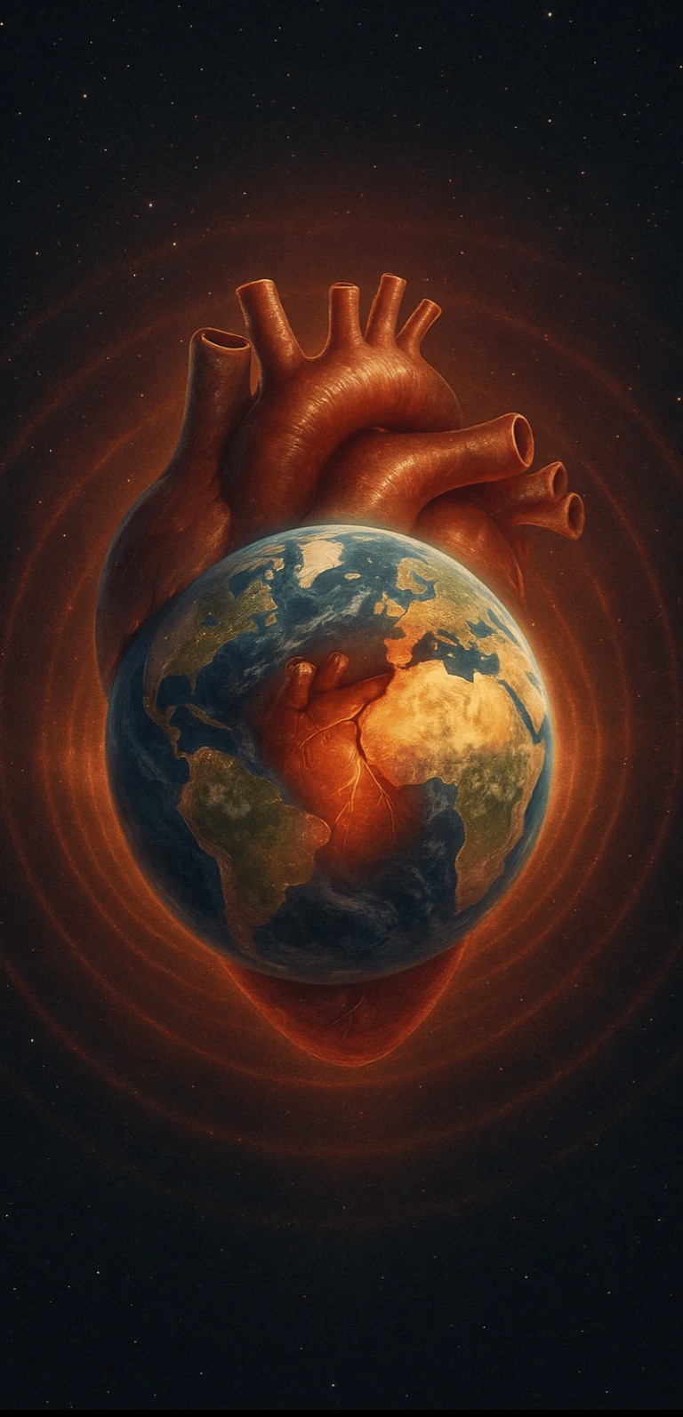 Illustration d'une terre, comme un cœur qui bat, pour la journée mondiale de la terre.