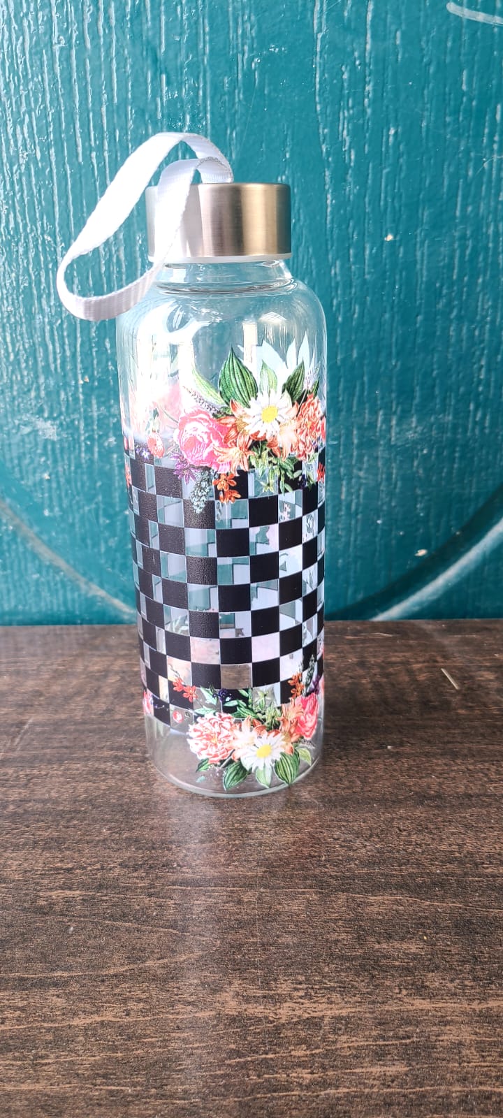 Custom UV printing on glass bottle