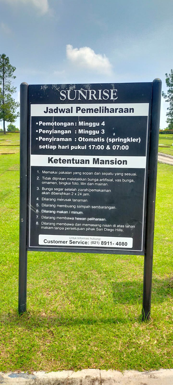 Jadwal pemeliharaan makam San Diego Hills 