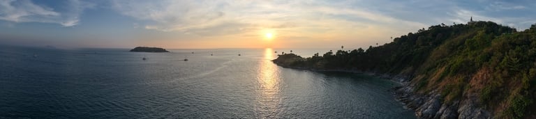 Sunset over famous Promthep Cape, right next to Yanui Beach.