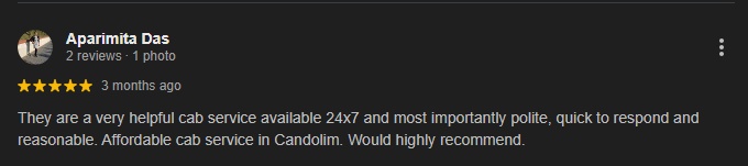 Alfalas clint says affordable cab service in candolim